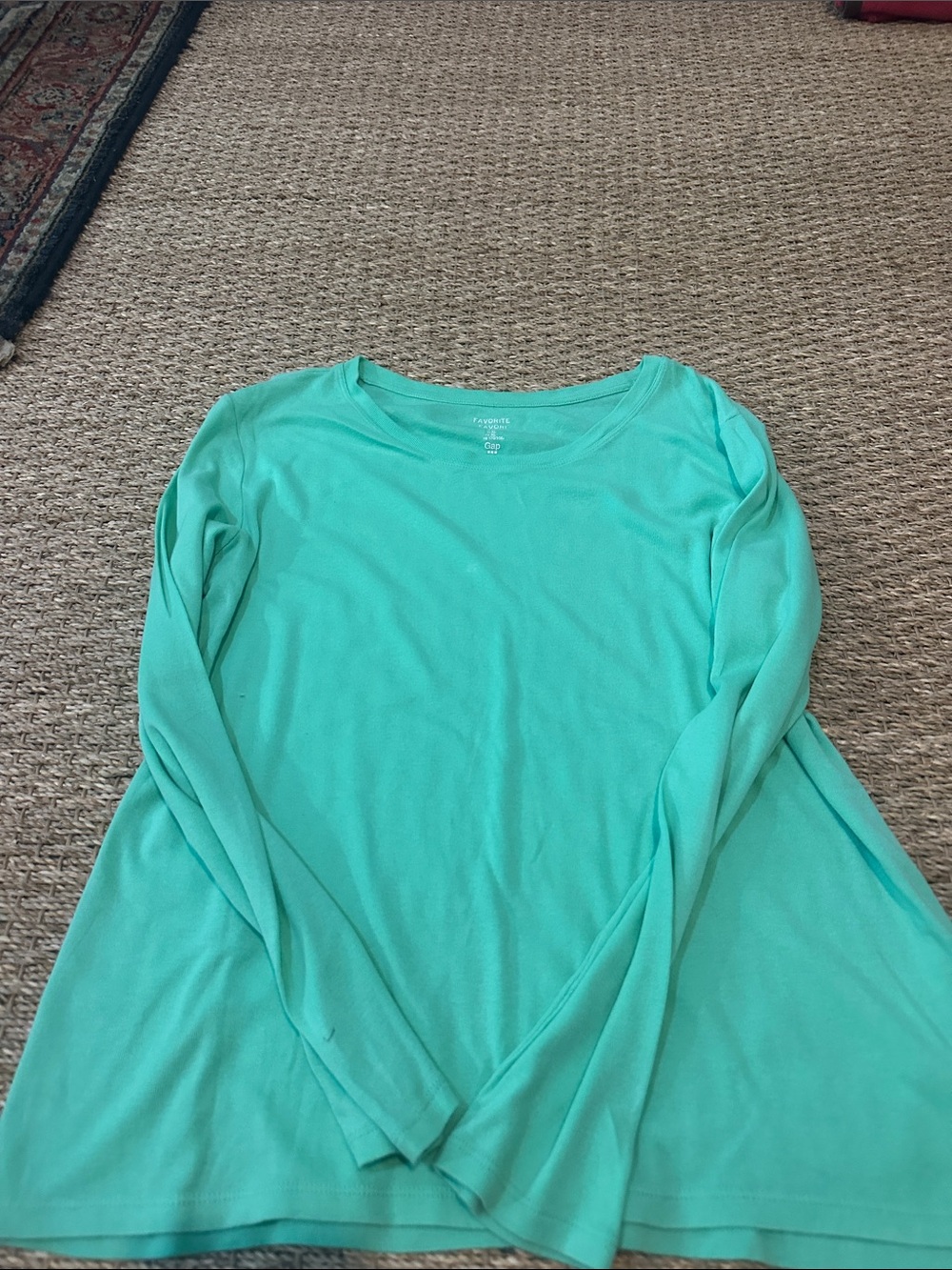 GAP Long-Sleeve Scoop Neck Top - Aqua